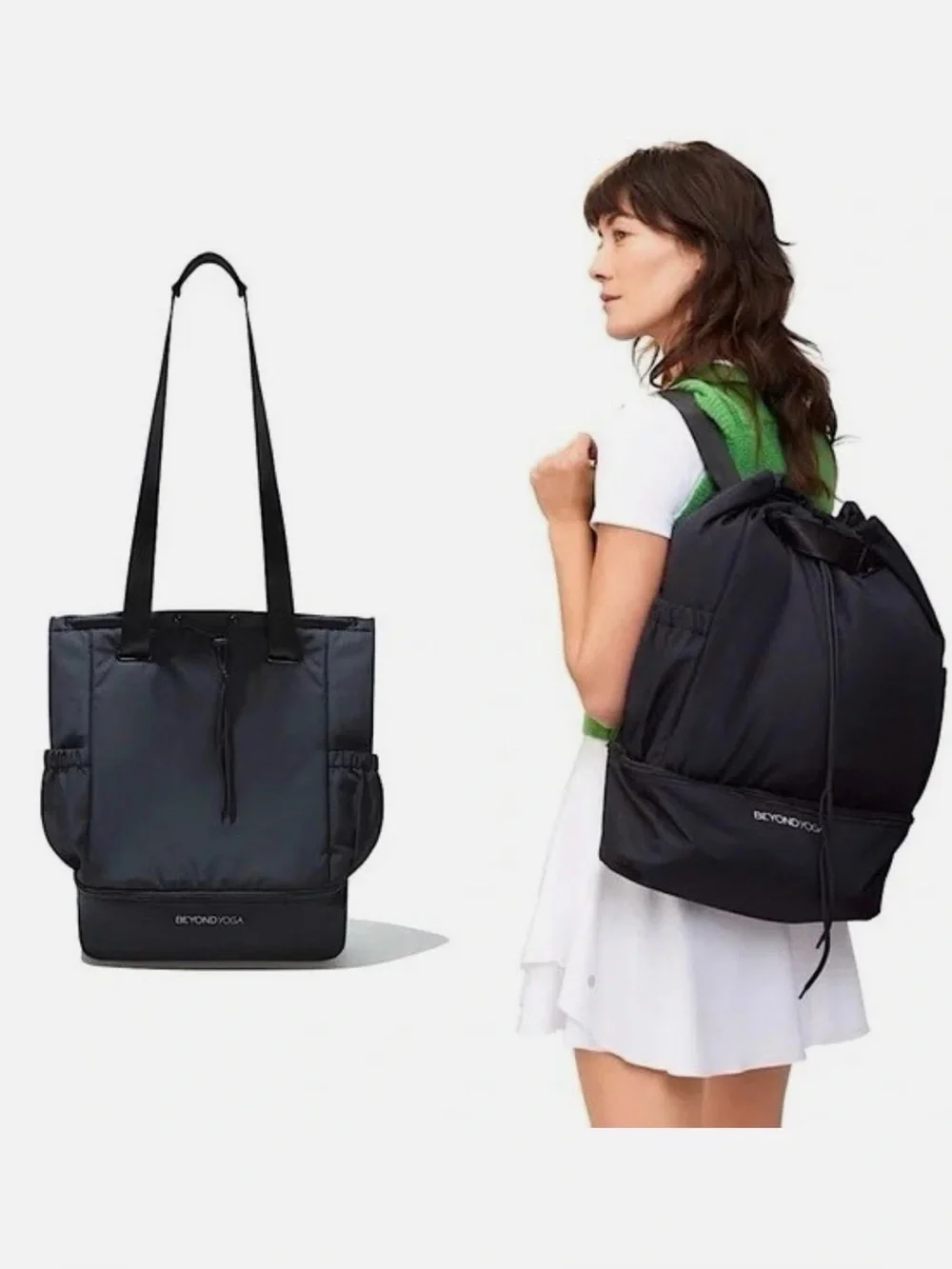 Beyond Yoga Black Convertible Gym Bag Backpack or Shoulder Tote